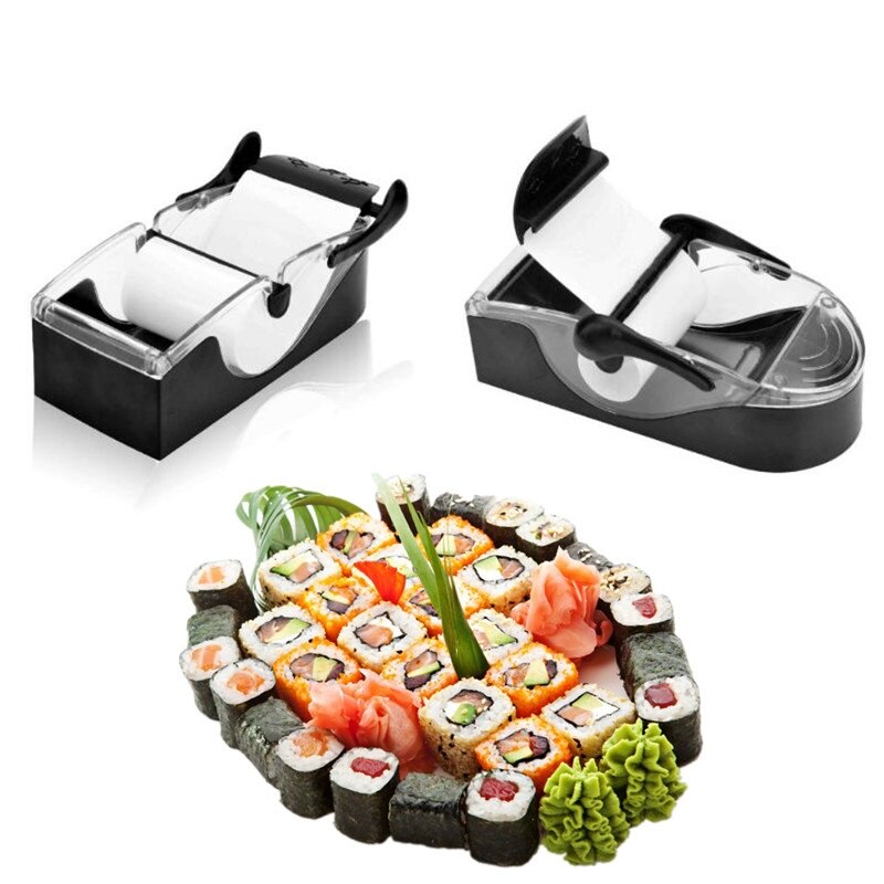 1 sæt plastik sushi roll maker fødevarekvalitet japansk tang ris mad form skærer gør det selv madlavningsværktøj nemme køkken gadgets
