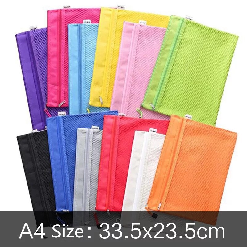 Bolsa de lona con cremallera A4, organizador de papel para documentos, bolsa protectora de almacenamiento, papelería, 2 capas, resistente al agua, novedad, 1 ud.
