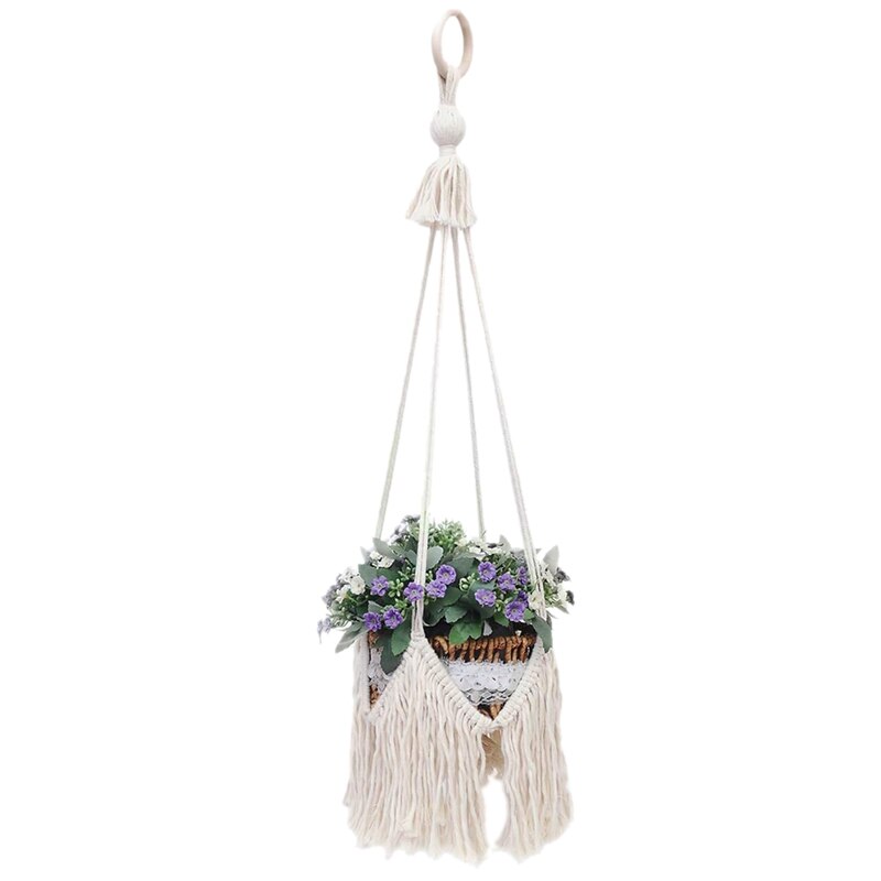 Plantenhanger 100%  handgemaakte katoenen touw plantenmanden voor potten/aquariums, binnen en buiten bohemian huis macramé hangende flow: Default Title