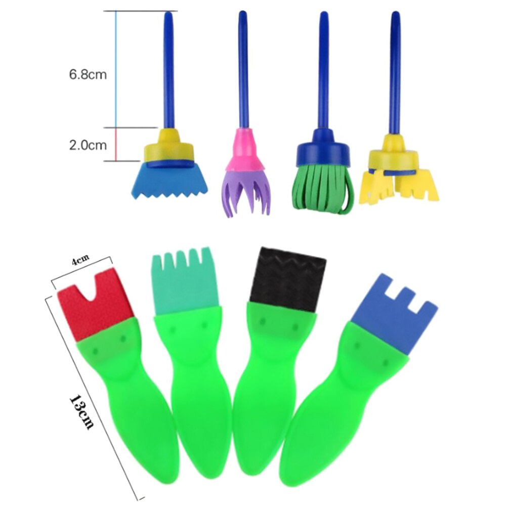 1Set 26Pcs Kinderen Schilderen Tool Kit Spons Borstel Kwast Schort Kleuterschool Kunst Klasse Accessoires