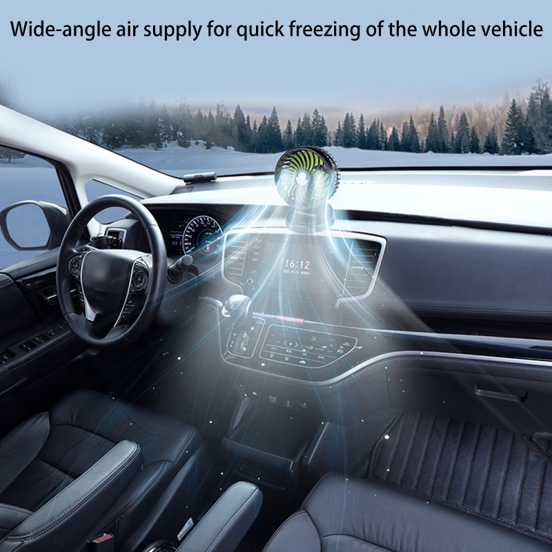Auto Cooling Cooler 360°Rotatable Cooling Fan USB5V Cigarette-Lighter 12V/ 24V Quiet Car Fan for Dashboard Armrest Area