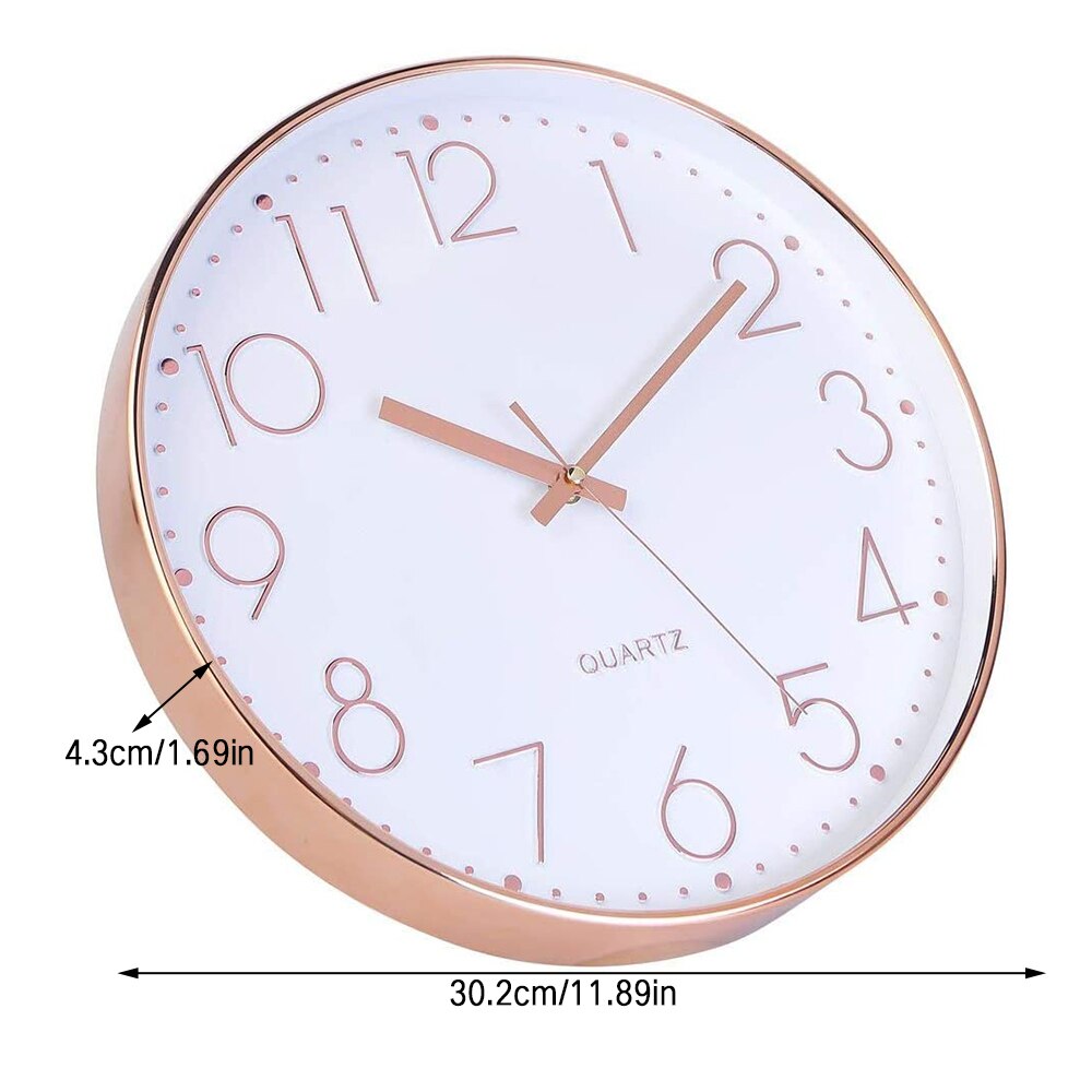 12 Inch Simple Modern Silent Quartz Wall Clock Round Clock White Background Clock Silent Wall Clock Home Office 3D