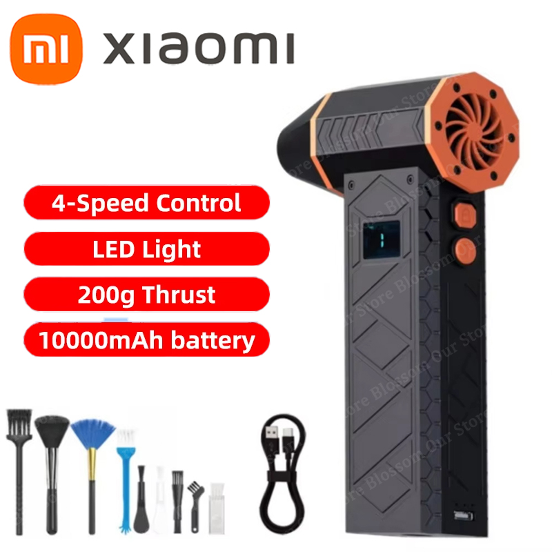 Xiaomi 280000 RPM Mini Turbo Jet Fan Potente soplador de aire Duster Velocidad del viento ajustable Turbo Violento Recargable con luz: Grey