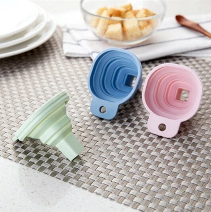 Embudo plegable de Gel de silicona para cocina, tolva, accesorios de utensilios para cocina al aire libre, 2 unids/lote