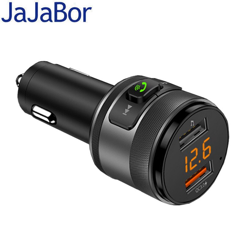 Jajabor Fm-zender Bluetooth 5.0 Handsfree Car Kit Draadloze Stereo Muziek Mp3 Speler Dual Usb QC3.0 Quick Lading Autolader