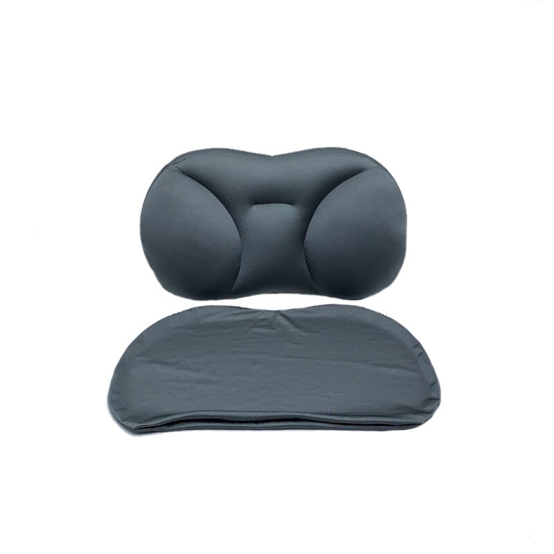 Ergonomisk dyp søvn avhengighet 3d nakke pute vaskbar polyester putevar trekk reise puter nakke: Grå pute og deksel