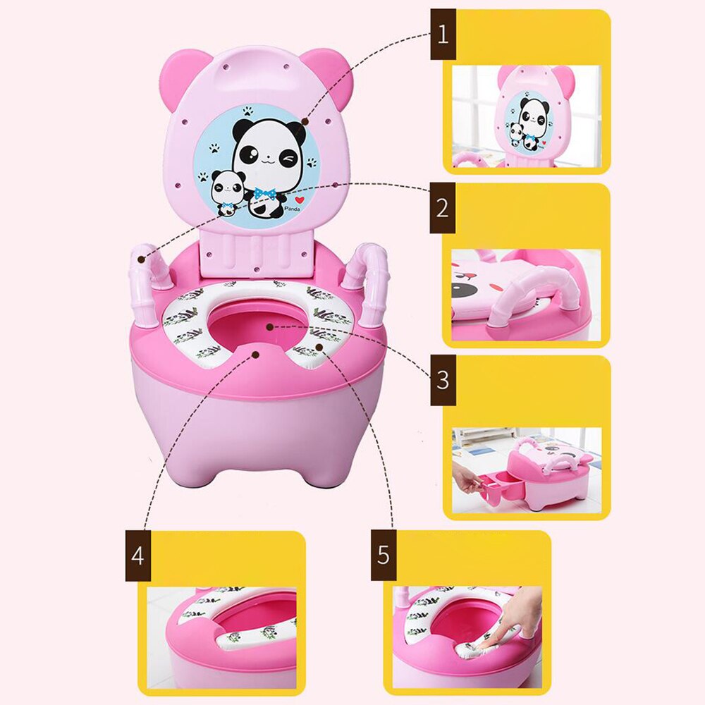 Baby Topf freundlicher Karikatur Panda Wc Trainer freundlicher Ausbildung Töpfchen Wc Sitz Tragbare Reise Urinal Komfortable Rückenlehne Töpfe