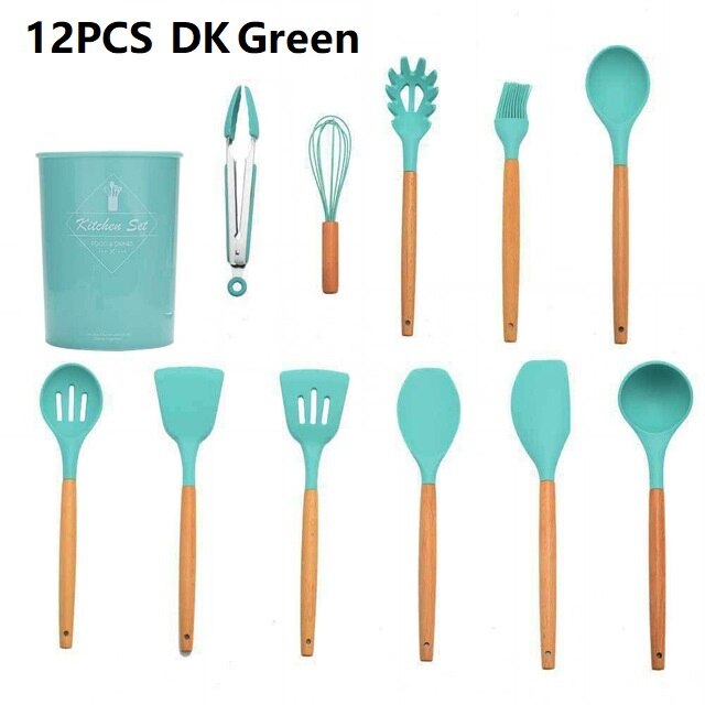 Kitchen Utensil Set Storage Box Tools Scraper Kitchenware Silicone Kitchenware Seven-color Silicone Kitchen Utensils Set: 2