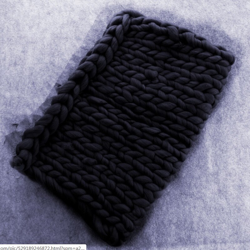 Cartoon Wool Crochet Baby Blanket Newborn Photography Props Chunky Knit Blanket Basket Filler 8 colors