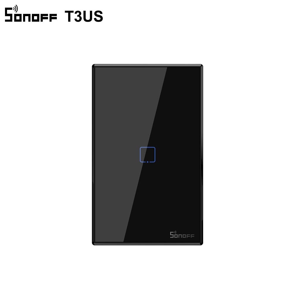 Sonoff  t3 smart wifi vegglampe us switch svart 120 type med kant 1/2/3 gang 433 rf/ app/touch control fungerer med google home