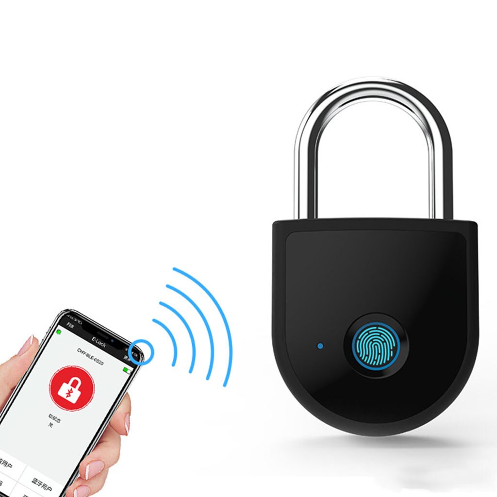 Black Smart Fingerprint Padlock Bluetooth Lock for School Cabinet Convenient