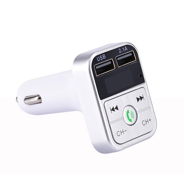 Transmetteur FM sans fil Bluetooth pour voiture, Kit mains-libres, transmetteur LCD, lecteur MP3, chargeur USB, modulateur FM, accessoires de voiture: Argent