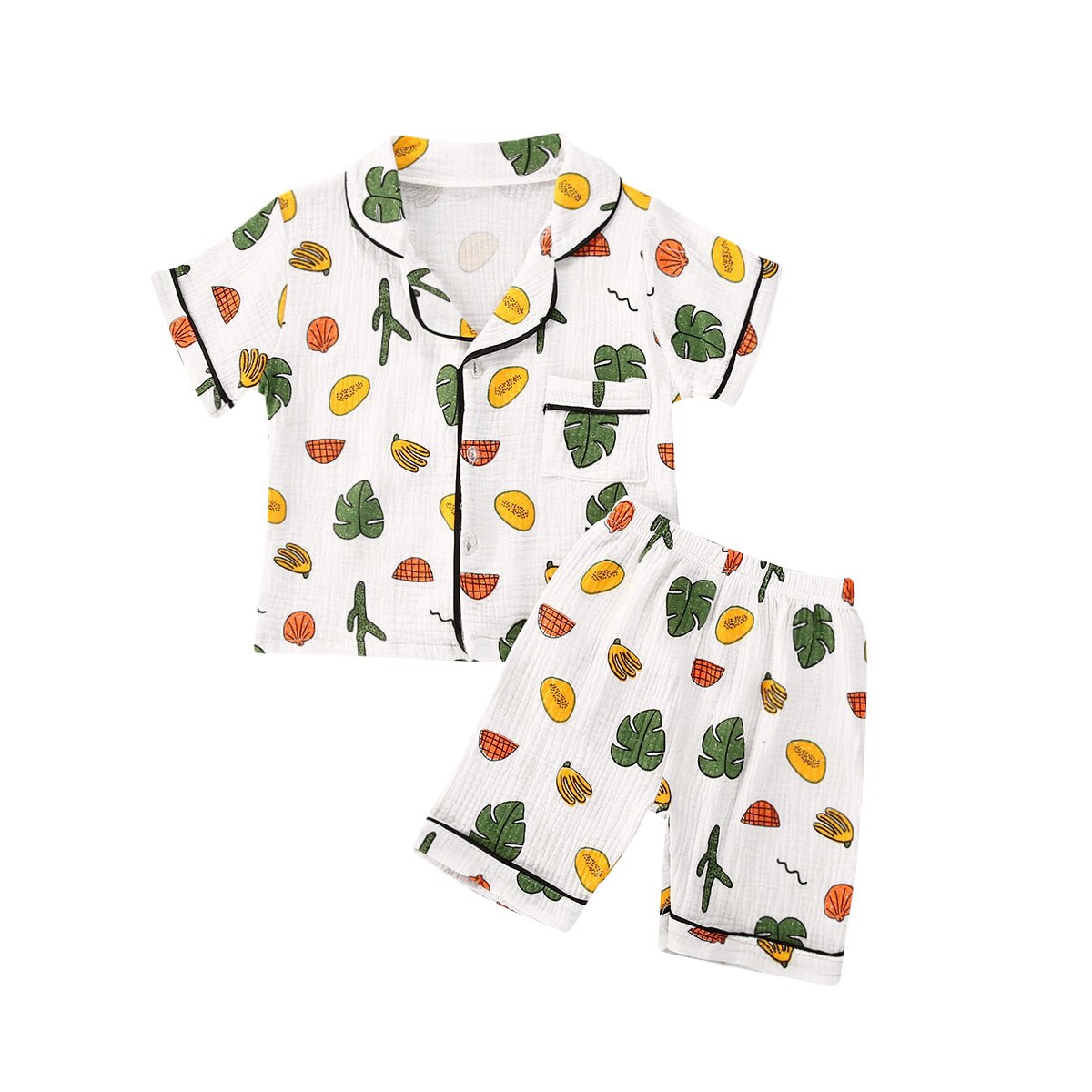 1-6t zomer peutermeisjesjongens katoenen linnen comfortabele korte mouwen tops shorts sets pyjama outfit nachtkleding: B / 6t