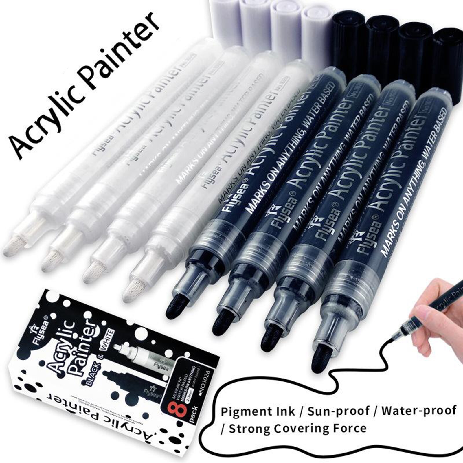 8pcs Writing Permanent Markers Pen for Ceramic Diary Graffiti Poster Card