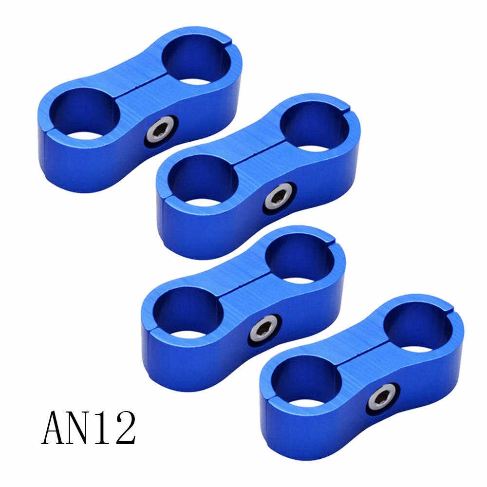 4Pcs/Set 6AN 8AN 10AN 12AN Hose Separators Braided Hose Separator Clamp Fitting Adapter For Oil Fuel Hose Line: Blue