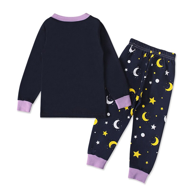 Efterår baby børn ugle måne stjerne trykt pyjamas sæt 2 stk drenge piger top bukser søde træningsdragt