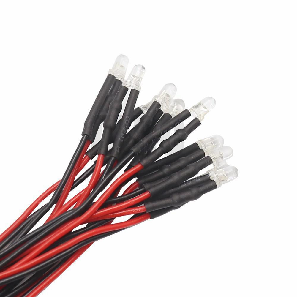 10pcs 3mm 5mm 3V-12V LED Light Red White Yellow For 1/10 RC Crawler car Trax TRX-4 G63 AXIAL SCX10 D90 D110 HSP YIKONG