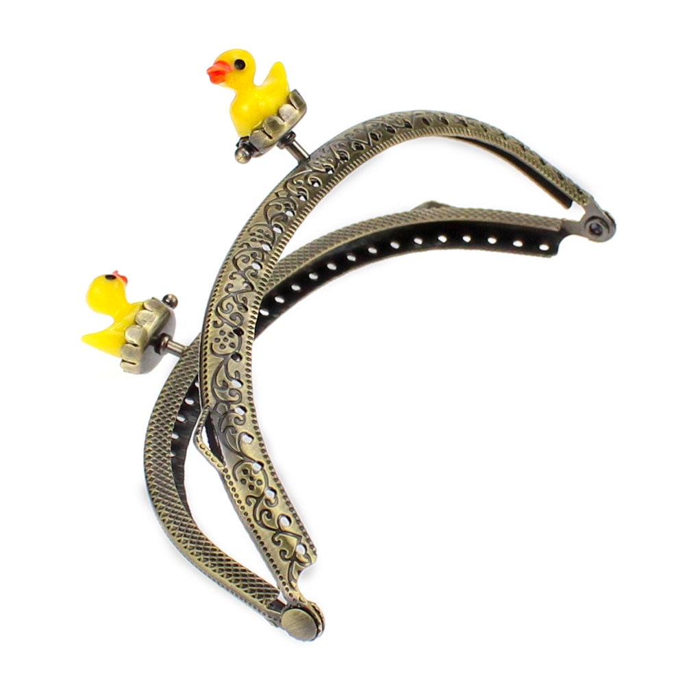 Fermoir serrure en forme de canard jaune, 8.5/12.5CM, pour sacs, Bronze, Arc métallique, cadre de porte-monnaie en dentelle, bricolage, artisanat, accessoires de couture