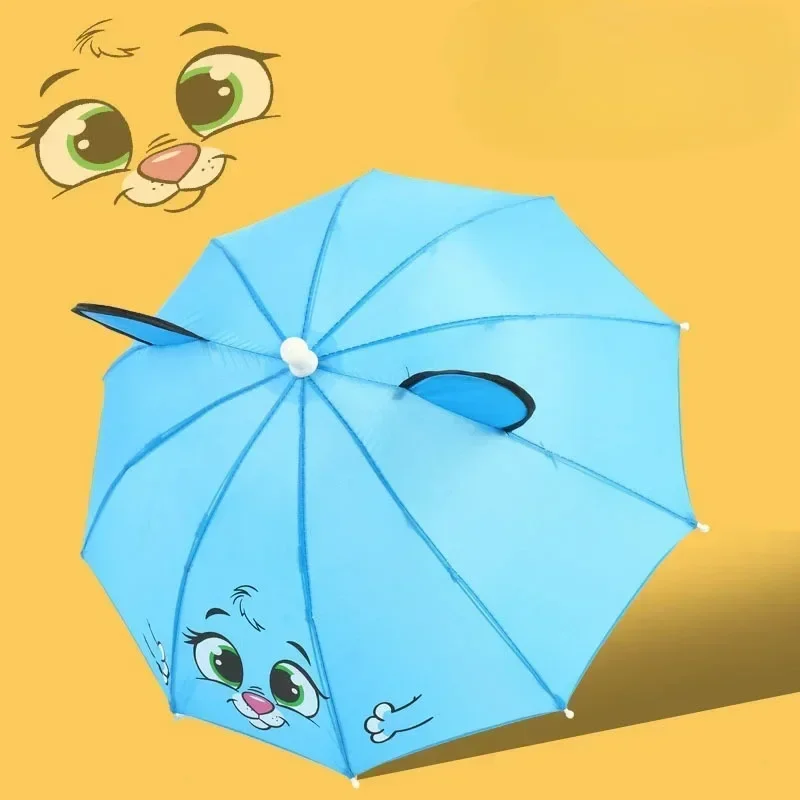Paraguas de dibujos animados para niños de 1 a 3 años, paraguas de animación con mango largo, modelado de orejas 3D, paraguas para niños y niñas