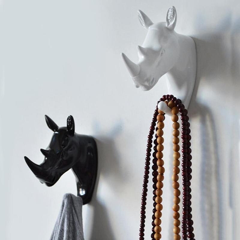 Creativity Animal Shaped Hooks Deer Stags Rhino Horse Rack Holder Elephant Giraffe Hook Hanger Head Coat Wall Hat Home Deco J6W3