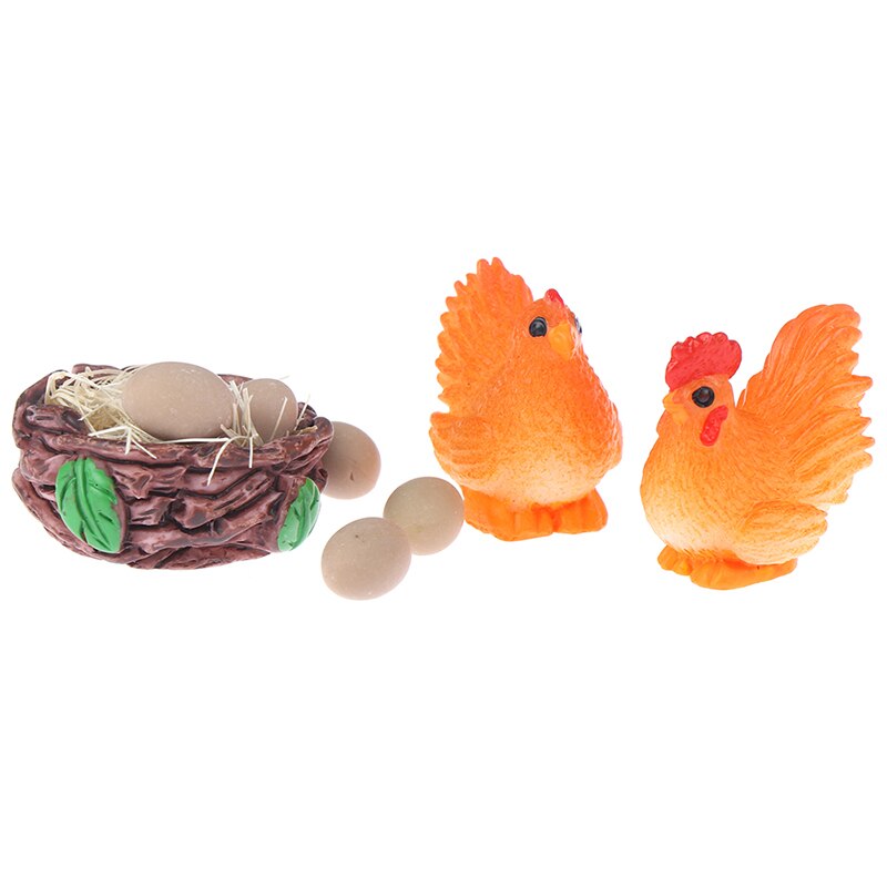 1: 12 gallo Gallina Uovo di Nido impostato Casa di Bambola di Pollo in Miniatura mini Casa di Bambola Decorazione Regalo Dei Bambini Giochi Di Imitazione Giocattolo