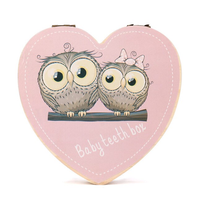Baby Souvenirs Zahn Kasten Griechischen/Spanisch/Englisch/Russisch/Französisch/Italienisch Holz Milch Zähne Organizer Lagerung Kasten für Jungen Mädchen: Liebe3