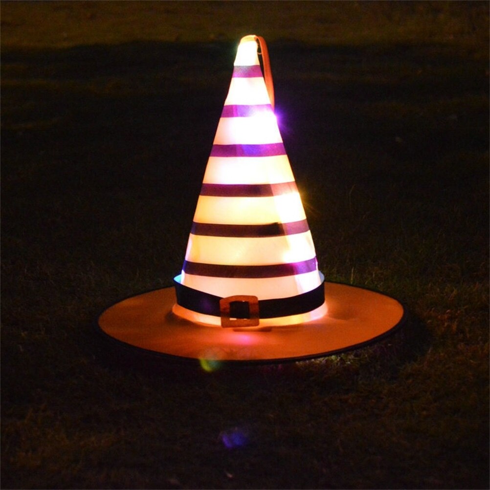 2 stuks halloween heksenhoeden met led-licht, gloeiende heksenmutsen, hangende halloween decoratie, heksenhoeden voor volwassenen en kinderen.