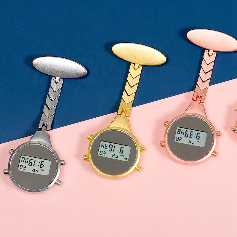 Reloj Digital de bolsillo para hombre y mujer, accesorio de aleación con Pin, ideal para estudiantes, Hospital, para colgar, 10 unids/lote