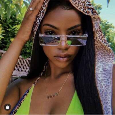 Rechthoek Vissen Kleine Zonnebril Vrouwen Luxe Spiegel Zilver Zwart Clear Lens Punk Mannen Shades UV400