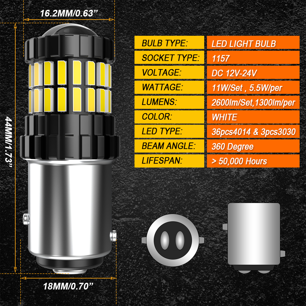 BAY15D-Ampoule LED Rouge 1157 P21/5W Canbus Brave Free pour Signalisation de Voiture, enquêter Arrière d'Arrêt de Frein Automobile, 12V, Orange et Blanc, 2 Pièces