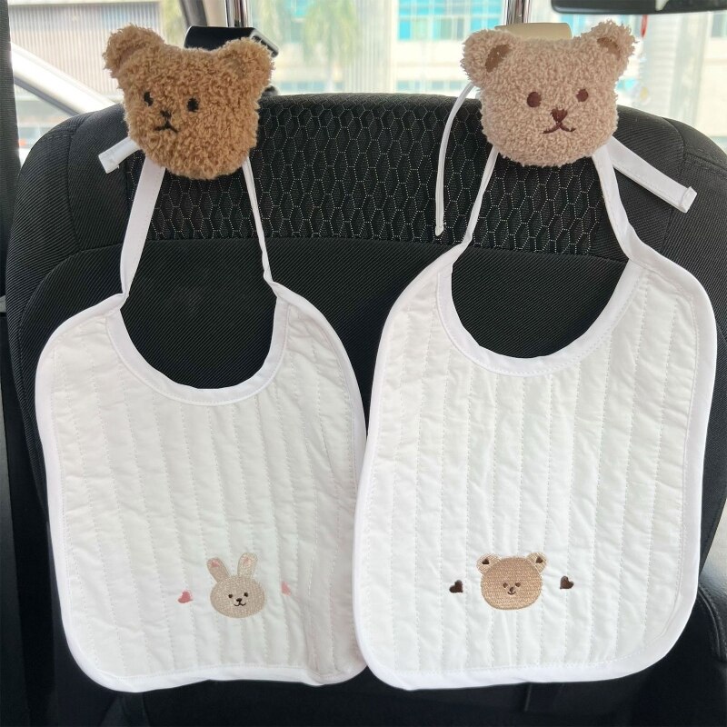 Serviette de salive pour -né, broderie d&#39;animaux de dessin animé, bavoir d&#39;alimentation pour bébé