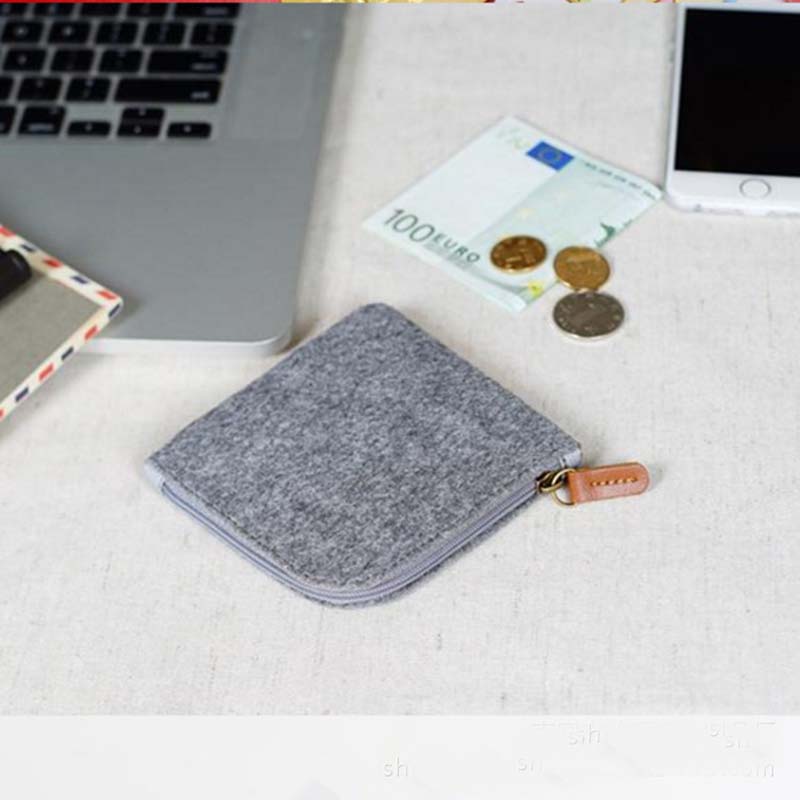 Møntpung tegnebog kvinder mænd skift taske kreditkort id holder lynlås mønt punge tegnebøger: Grå