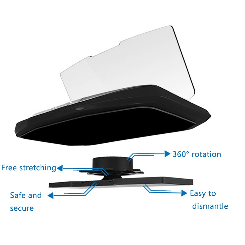 Glass HUD Holder GPS Projector Universal Dashboard Mount Adjustable Head Up Display Car Stand Folding Phone Navigation Support