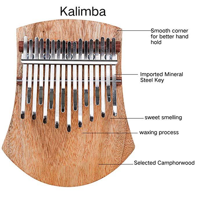 GECKO 17 Key Kalimba Thumb Piano Finger Percussion Music Camphor Wood Musical Instrument Mbira Likembe Sanza