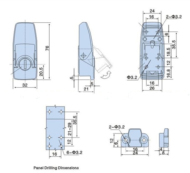 Cabinet Black Coated Metal Hasp Latch with Lock cylinder DK604 Security Toggle Lock With Keys power cabinet electrical box