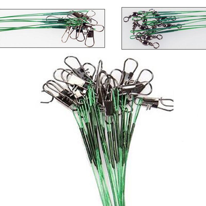 10 stk / parti anti bid stål fiskeri ledere ledning ståltråd leder kernebånd fiskelinje tilbehør: Grøn / 15cm