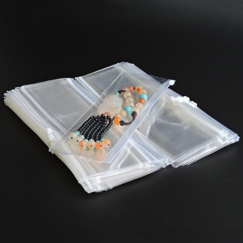 StoBag 50 stücke Lange Hohe Klar Kunststoff PVC Schmuck Postleitzahl-sperren Taschen Wasserdichte Staubdicht Batterie Ohrring Perlen Verpackung Lagerung Taschen
