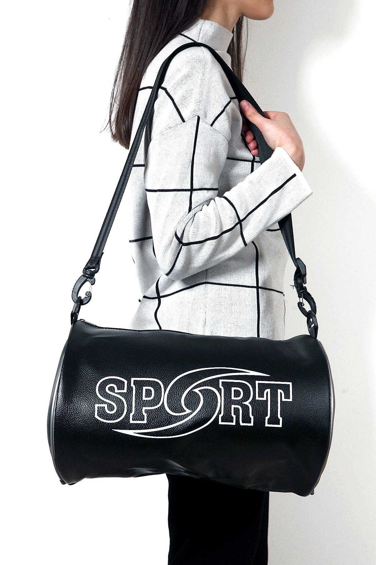 unisex Schwarz Sportler Zylinder Schulter Gurt Sport Tasche