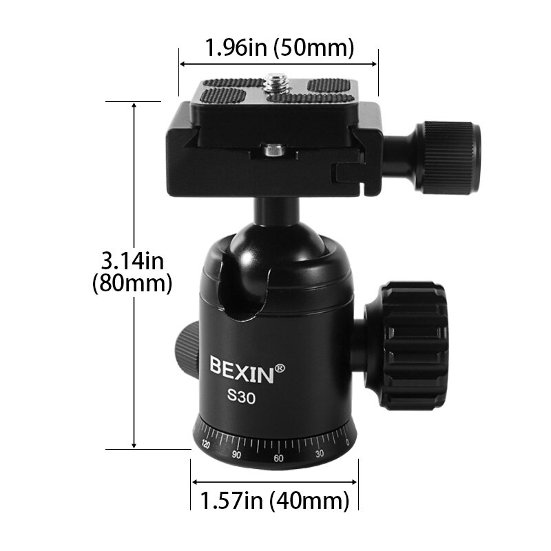 Panoramic ball head aluminum alloy 360 degree horizontal rotation arca swiss tripod head suitable for SLR camera monopod tripod