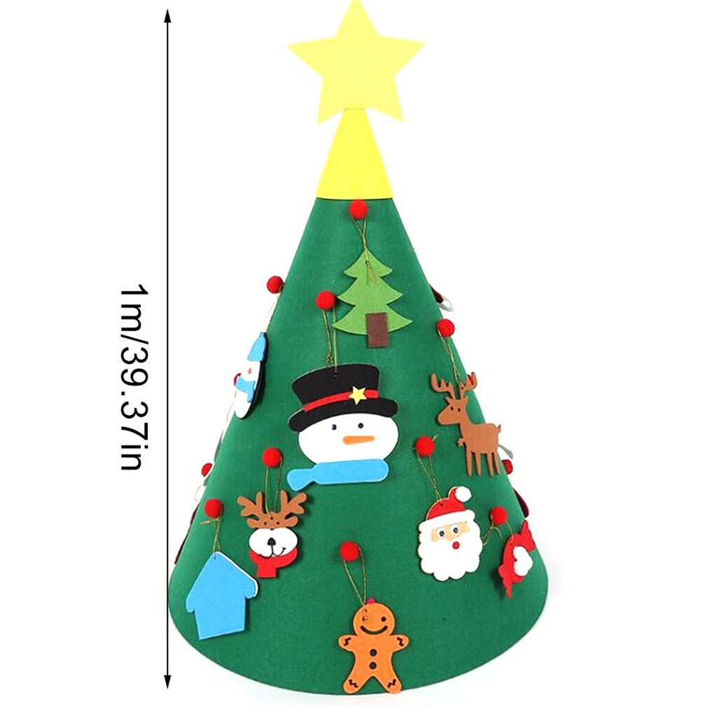 Børn diy juletræ håndlavet filt klud juletræ 3d tromme filt juletræ glat skæring