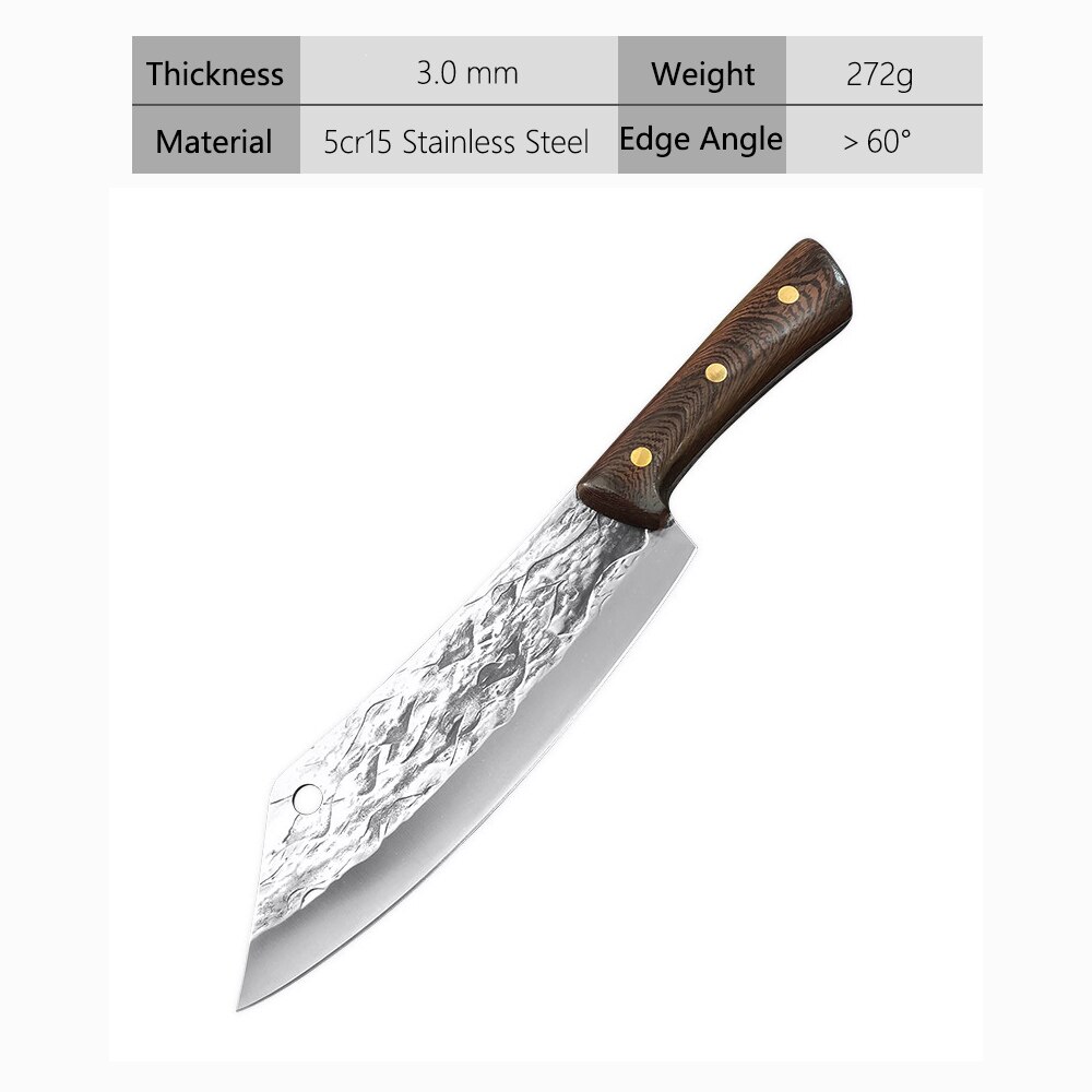 Forging Boning Knife Japanese Full Tang Handle Knife Handmade Steel Kitchen Boning Knives Chef Slicing Utility Santoku Cleaver: I type no PU Sheath