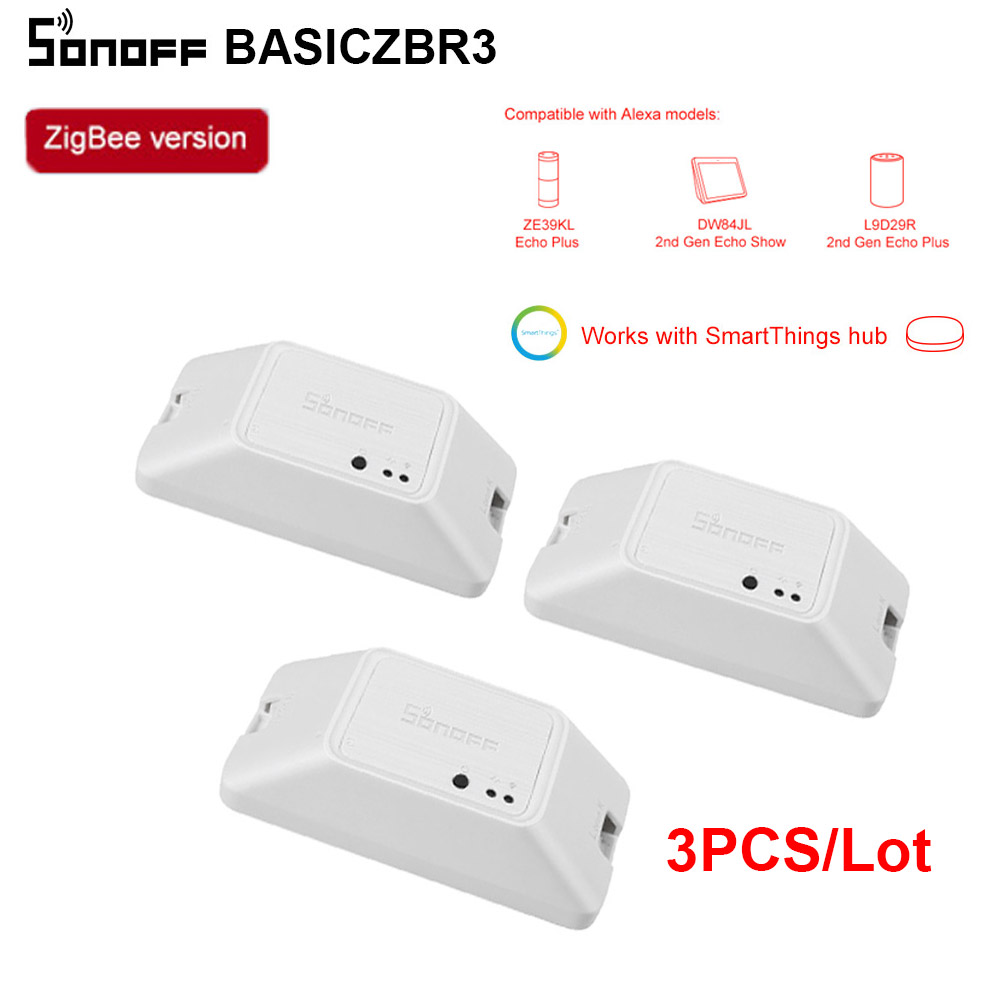 3PCS SONOFF Zigbee Switch Module BASICZBR3 DIY Smart Switch Wireless Switches Vocie Control Via Alexa SmartThings Hub