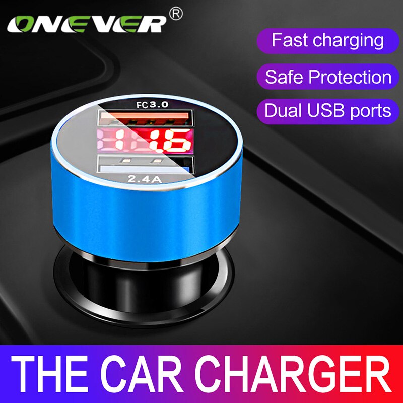 Onever usb-autolader 5v/3.1a dubbele slimme snelladeradapter autolader 2- poorten voor tablets xiaomi oppo samsung huawei