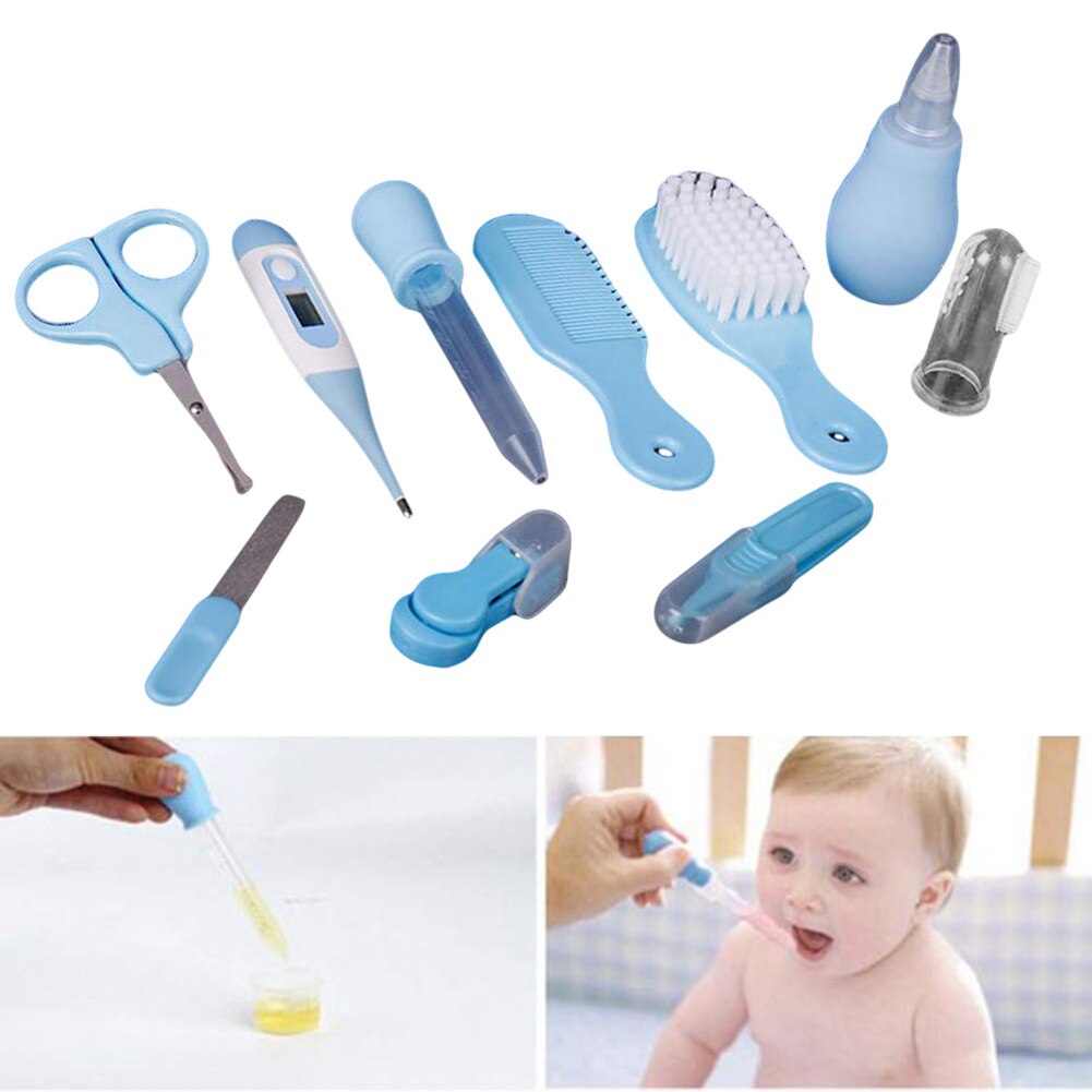10 stk / sæt baby børn negle hår sundhedspleje termometer næse renere tandbørste sikkerhedsværktøjer nyfødte pleje børste kit babypleje