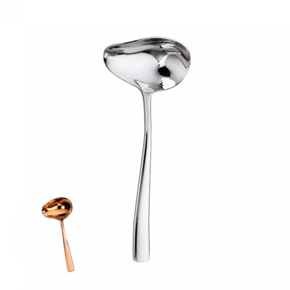 Cuchara para goteo de salsa, bote seguro de borde suave, cucharón de sopa, utensilios de cocina de acero inoxidable, cuchara para sopa
