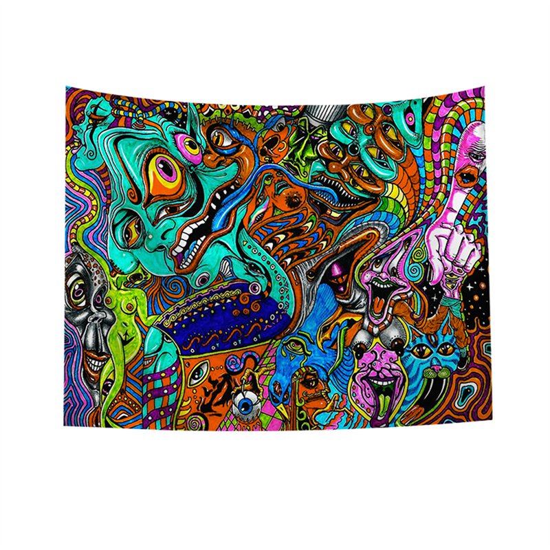 Psykedelisk arabesk gobeläng mystisk hippie gobeläng abstrakt mönster trippy gobeläng fantasi magisk fraktal gobeläng