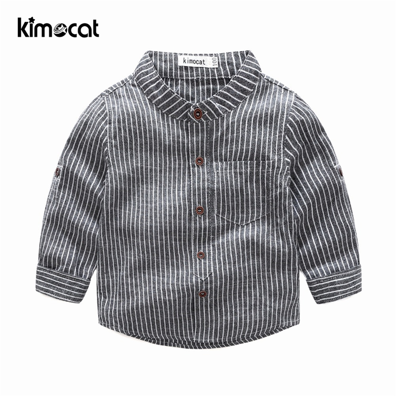 Kimocat Baby Boy Girl Shirt Long Sleeve Spring Autumn Gentleman Striped Cotton Chinese-style Collar Boy's Shirt Children Blusas