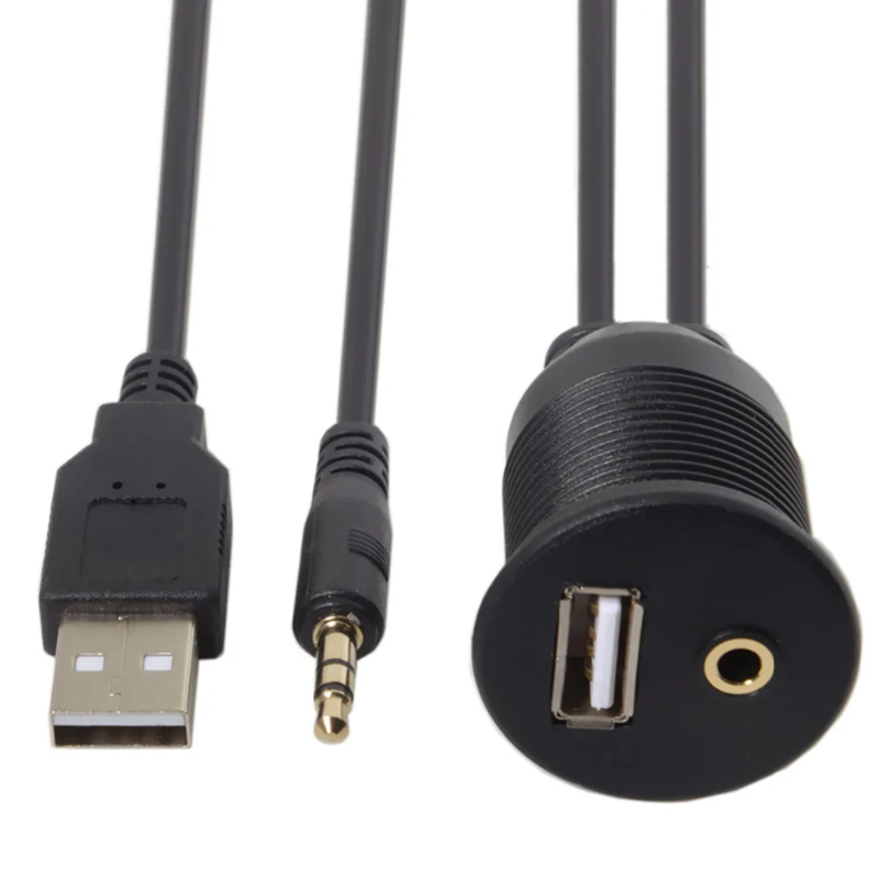 Car boat dashboard flush mount USB port 3.5mm auxiliary USB dashboard headphone jack flush mount adapter Car Boat Dash Flush Mou