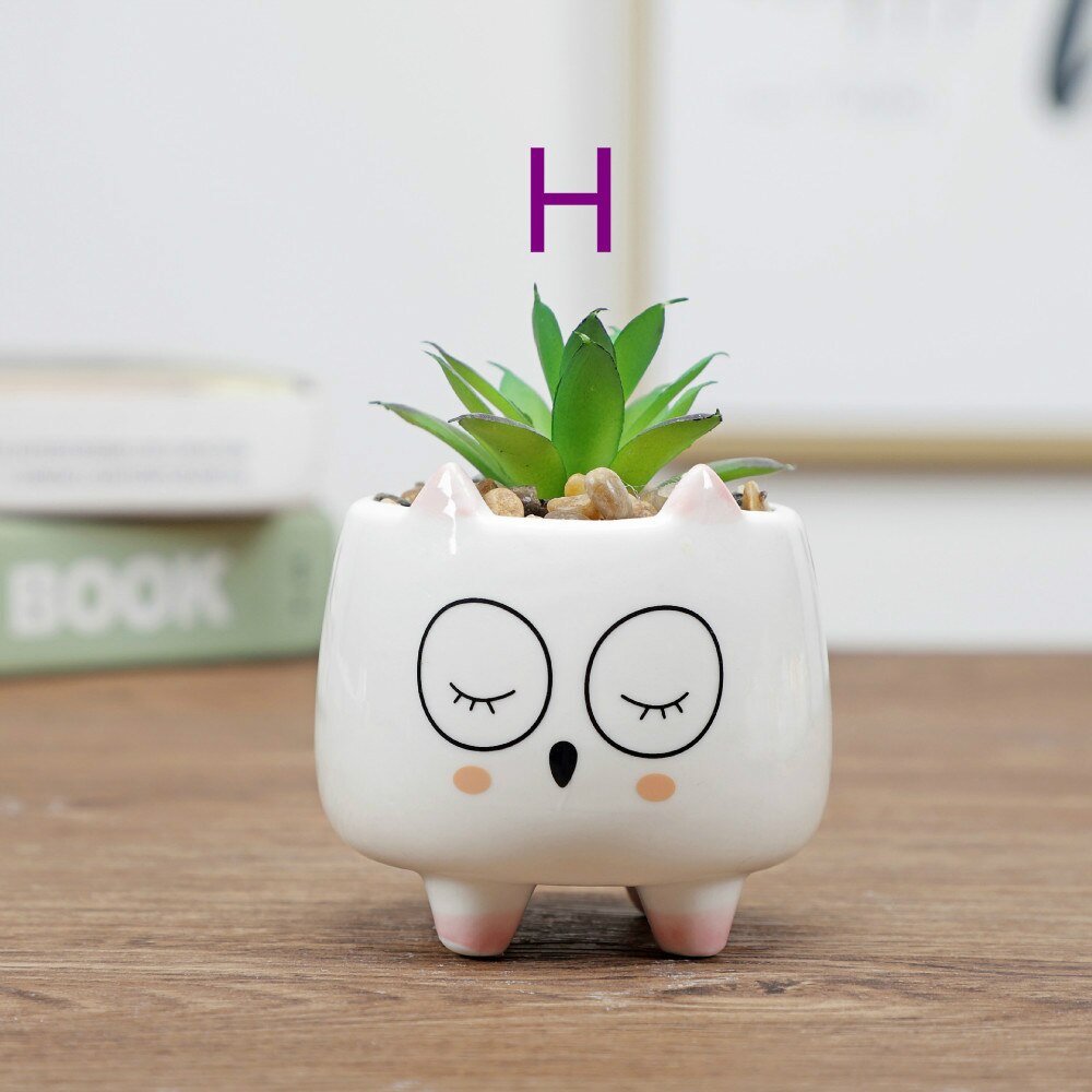 Dessin animé Animal Pot de fleur Pot d'intérieur Succulent plante Pot décoration de la maison artisanat décoration: H