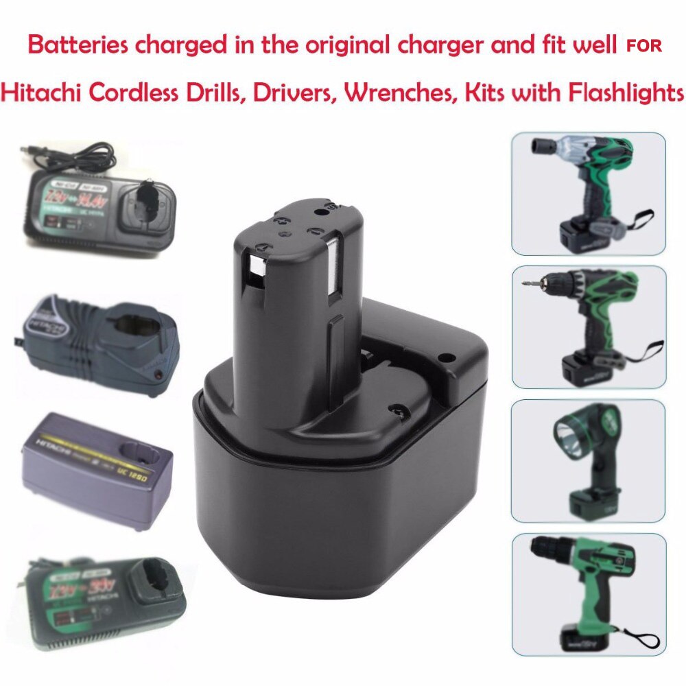 NI-MH 12 V 3000 mAh pour Hitachi EB1214S, EB1220BL, EB1220HL, EB1220HS DH15DV DN12DY DN12DYK DN12Y DW18D
